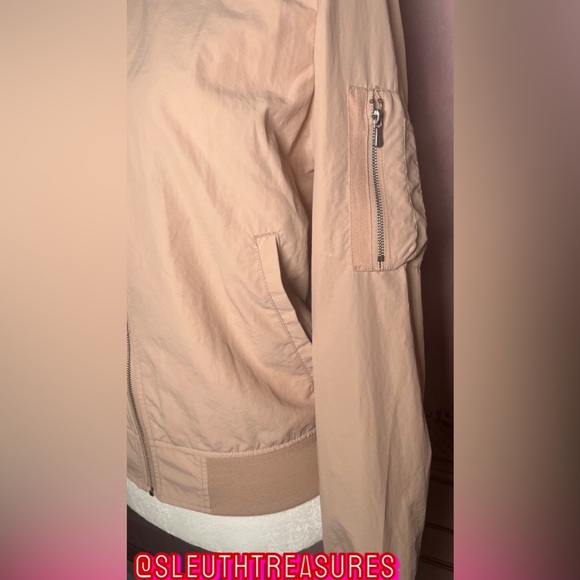 Zara Womens Light Solid Pink Long Sleeve Wind Breaker Jacket Size S Full Zip - Picture 4 of 8